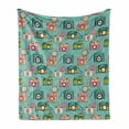 thumbnail image 1 of Retro Soft Flannel Fleece Throw Blanket, Cheerful Hipster Pattern Old Analogue Photo Cameras Doodle Style Film Equipment, Cozy Plush for Indoor and Outdoor Use, 60" x 80", Multicolor, by Ambesonne, 1 of 6