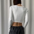 thumbnail image 4 of Top plisado Slim Fit Estilo sexy Ladies Bodycon Top Color sólido Streetwear Outfit Hugtrwg Para estrenar, 4 of 9