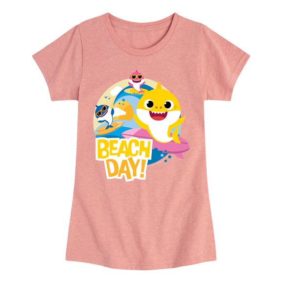 Baby Shark - Beach Day - Youth Girls Fitted Short Sleeve T-Shirt