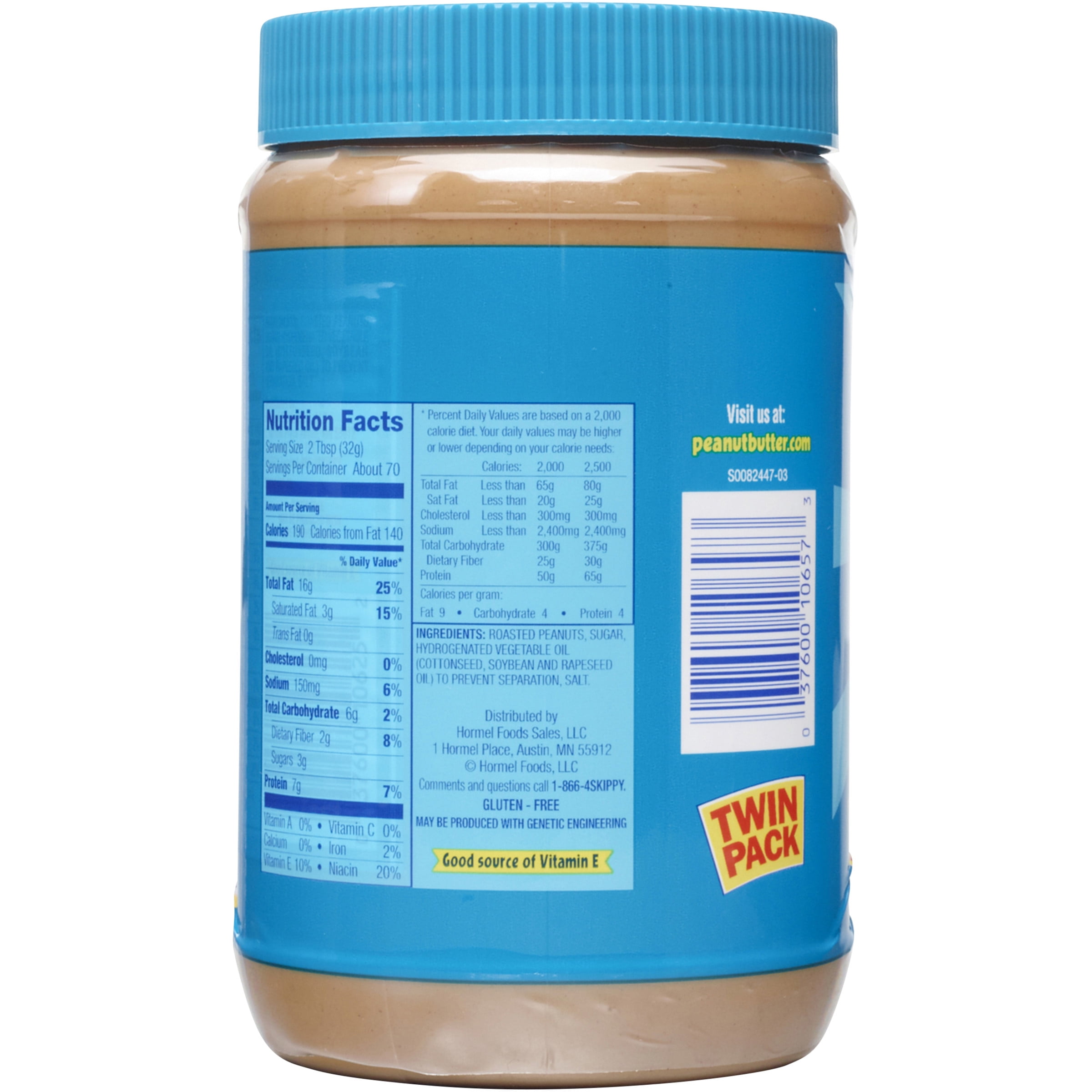 SKIPPY Peanut Butter, Creamy, 7 G Protein per Serving, 40 oz Plastic Jar (Pack of 6)