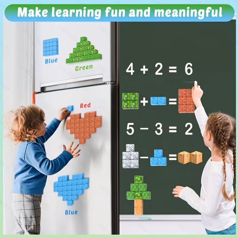 TEAMD 150PCS Magnetic Blocks Building Blocks Magnet Cube Toys Stacking, Build Forest World Set, STEM Montessori Sensory Toysfor 3+ Years Old Ideal Construction Toys