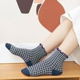 thumbnail image 2 of Daznico Socks for Women - Ladies' Cute Ruffled Frilled Striped Color Blocked Cotton Knitted Casual Round Crew Socks, 2 of 5