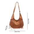 thumbnail image 3 of Tassel Faux Leather Handbag Large Capacity Top Handles Shoulder Bag 3In1 Convertible Satchel With Removable Crossbody Strap Soft Textured Purse For Women Everyday Work Travel Use, 3 of 7
