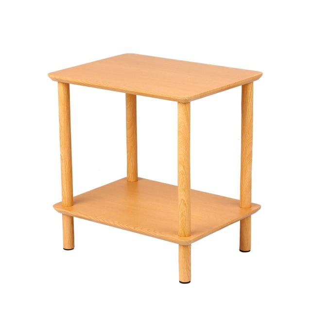 Mesa de Centro Moderna de 2 Niveles con Diseño Abierto, Ideal para Sala, Dormitorio o Balcón, Color Marrón Claro, 60x30x42cm, Fabricada en MDF de Alta Densidad, Estable y Duradera, Fácil de Instalar