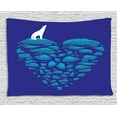 thumbnail image 1 of Polar Bear Tapestry, Polar Bear Standing on an Icea Floe Designed as Abstract Heart Print, Wall Hanging for Bedroom Living Room Dorm Decor, 80W X 60L Inches, Indigo Teal White, by Ambesonne, 1 of 2