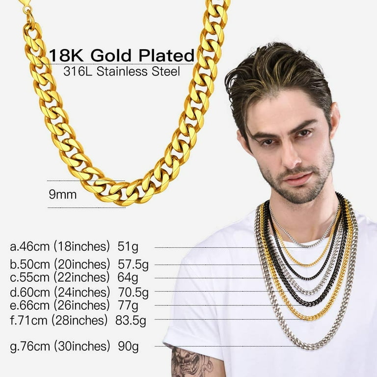 18k gold sale cuban chain mens
