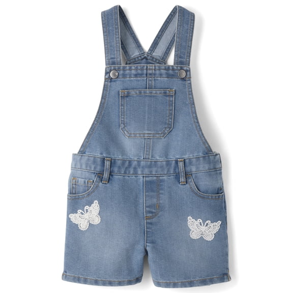 The Children's Place Baby & Toddler Girl Sleeveless Denim Shortalls, Sizes 6M-5T