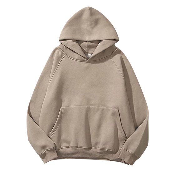 GPOECD Women's Casual Hoodie Long Sleeve Loose Fit Drop Shoulder Pullover with Pocket Khaki,XL