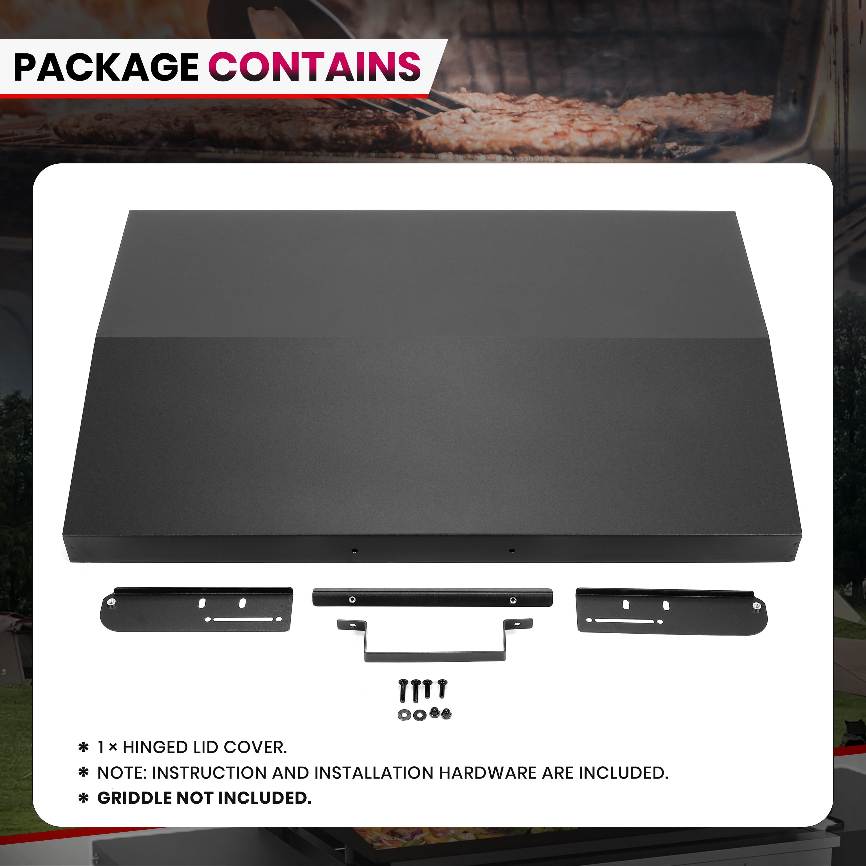 Kojem 36 in Griddle Hood Lid for Blackstone Griddle 36" Grill Hard Cover Black BBQ with Heatproof Handle Powder Coated