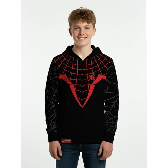 Boys, Licensed Cosplay Hoodie, Miles Morales Spiderman, Sizes XS-XXL