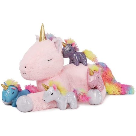 MaoGoLan 22" Unicorn Stuffed Animal Mommy Stuffed Unicorn with 4 Baby Unicorns Cute Plush Toy