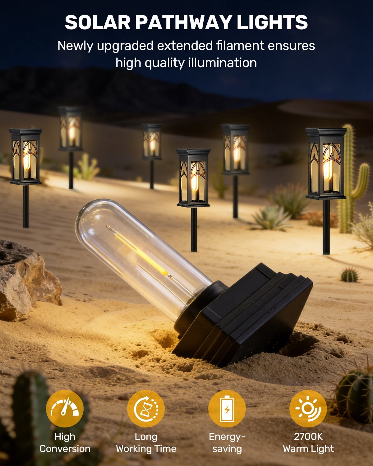 Solar Pathway Lights Outdoor 8 Pack, Solar Path Lights Outside Waterproof, Walkway Light Solar Powered Landscape Lights for Outside Garden Driveway Lawn Patio Sidewalk Yard