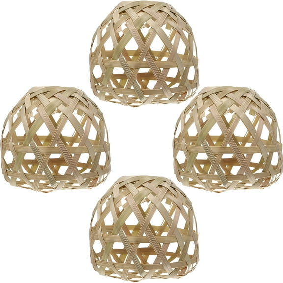 HIBIBUD 4 Pcs Bamboo Lampshade Pendant Light Replacement Ceiling Fan Covers Woven Lights