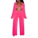 thumbnail image 2 of VISgogo Conjunto de Ropa de 3 Piezas para Mujer, Blusa de Color Sólido de Manga Larga con Cuello de Solapa + Sujetador + Pantalones de Pierna Ancha VISgogo moda, 2 of 9