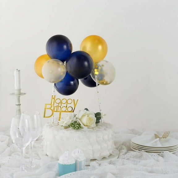 BalsaCircle Gold Navy Blue Clear Mini Balloons Garland Cake Topper Decorationset Wedding Party Baby Shower Accessories
