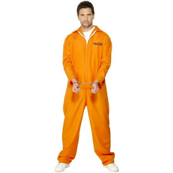 Men's Escaped Prisoner Convict Orange Boiler Suit Costume Medium 38-40