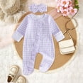 thumbnail image 2 of JUMEYU Toddler Girls Rompers Baby Girl Winter Clothes Newborn Coming Home Romper Ruffle Sweater Romper Cute Knitted Jumpsuit 0 3 6 9 12 18 Months (Purple,3-6 Months), 2 of 5