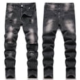 thumbnail image 2 of Afdoent Jeans For Boys Distressed High Street Fashion Casual Long Pants For Kids Comfortable Stretch Denim Trousers Spring Autumn Cute Streetwear Trousers 9-10 Years, 2 of 9