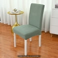 thumbnail image 2 of Amdohai Simple Chair Cover Seat and Rest In One Half Package M Chair Protective Cover Polar Fleece Material Elastic Striped Grid for Dining Hotel Home Use, 2 of 8