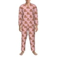 thumbnail image 3 of Fuzoiu Heart Capybara Print Men's Long-Sleeved Pajama,Lounge Button Down Nightwear,Mens Notch Collar Pajama Set -Large, 3 of 7