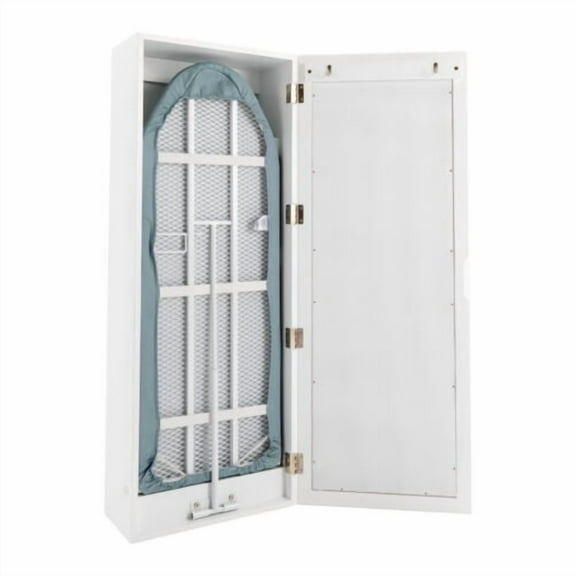 White Ironing Foldable Board Cabinet,Wall Mounted Storage Cabinet with Mirror