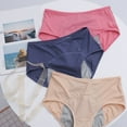 thumbnail image 1 of 3pcs Women Panties,Breathable Cotton Briefs,Menstrual Period Leak-Proof Panties,Female Loose Underpanties,Full Cover Briefs,Elastic Waist Stretch Panties,Lady Sanitary Panties, 1 of 9