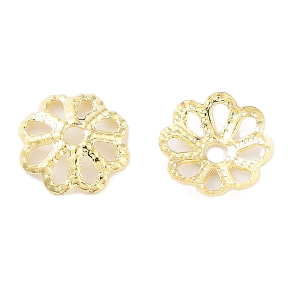 316 Stainless Steel Bead Caps Flower Multi-Petal Real 18K Gold Plated 6x6x1mm Hole: 1mm