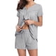 thumbnail image 4 of Conjunto de ropa de dormir de mujer Sexy con cuello en V Top Shorts camisón de dormir, gris, M kenally AP001530-02, 4 of 7