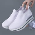 thumbnail image 4 of hopeusnice Women's Knitted Slip On Sneakers Breathable Comfortable Platform Shoes Lightweight Sock Sneakers for Walking Running Daily Wear White 40, 4 of 5