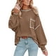 thumbnail image 4 of Blusa de mujer de fibra de poliéster con cuello redondo y hombros caídos, camisa informal de manga larga para Otoño e Invierno, 4 of 6