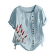 thumbnail image 5 of Camisas de Manga Corta para las Mujeres Blusa Suelta de Impresión de Flores de Verano, Camisa para el Hogar Y el Uso Diario, 5 of 5