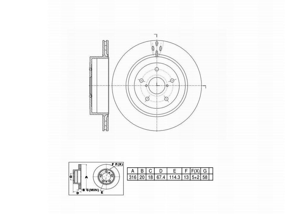 Winstop Brake Rotor, Rear WS246572, Subaru Impreza 2007-2005