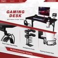 thumbnail image 6 of Vineego 43-inch Gaming Desk T-Shaped Legs Carbon Fiber Surface PC Laptop Racing Computer Table with Cup Holder & Headphone Hook (Black), 6 of 7