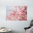 thumbnail image 1 of Floral Tapestry, Japanese Sakura Cherry Blossom Branches Full of Spring Beauty Picture, Wall Hanging for Bedroom Living Room Dorm Decor, 60W X 40L Inches, Light Pink Baby Blue, by Ambesonne, 1 of 2