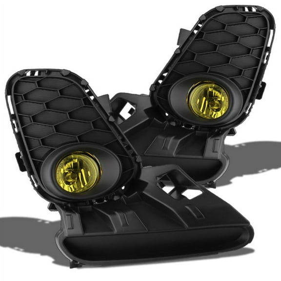 AKKON - For Mazda 3 Mazda3 Sedan/Wagen 4-Door Yellow Fog Lights Driver/Passenger Lamps w/ Switch/Bulbs/Bezel