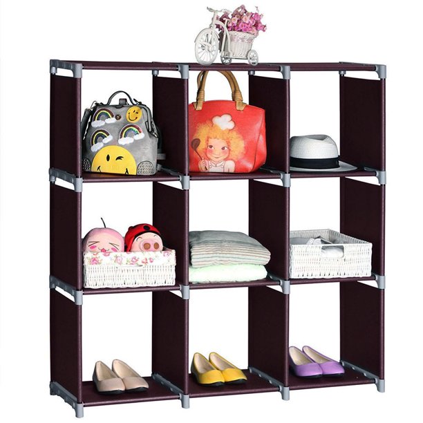 3 Tiers 9 Cube Storage Shelf, Multifunctional Bookcase Storage, Closet Organizer Shelf