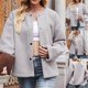thumbnail image 2 of Moda mujer invierno grueso lana de cordero de un solo pecho holgado cálido cárdigan chaqueta abrigo Pompotops qwe16868, 2 of 9