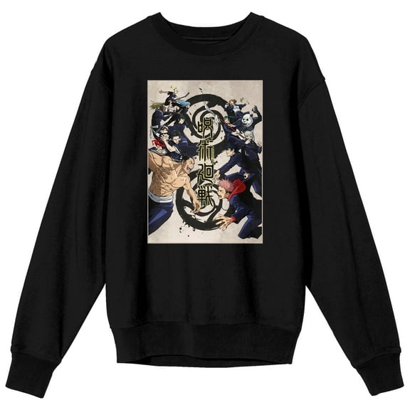 Jujutsu Kaisen Group Art Men's Black Long Sleeve Shirt-Small