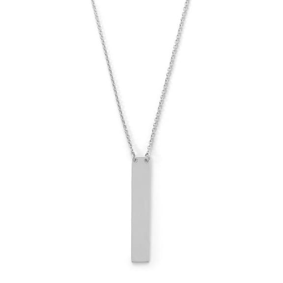 Precious Stars Sterling Silver Unisex Vertical Bar Necklace