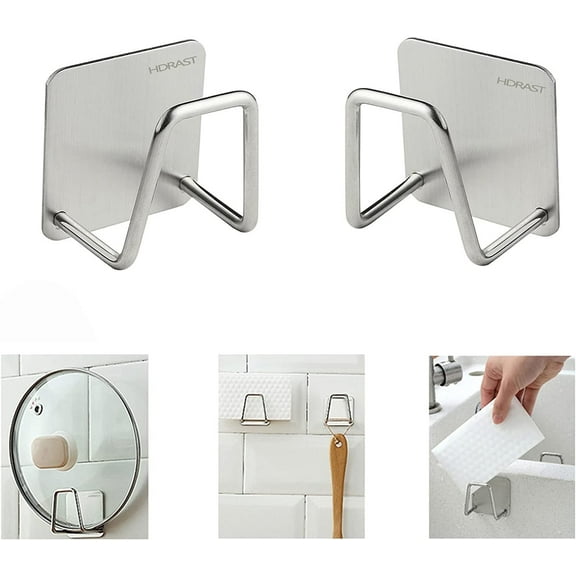 6 Pack Adhesive Hooks, Stainless Heavy Duty Wall Hooks Hooks for Hanging Coats Hooks Heavy Duty Command Hooks,Kitchen Bathroom Towel Hooks for Hanging Clothes Adhesive Door Hooks, One Size1