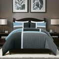 thumbnail image 2 of Chezmoi Collection Bernard 7-Piece Queen Bed in a Bag Comforter Set with Sheets, Lightweight Comforter Gray Light Blue Charcoal Patchwork Quilted Medallion Bedding Set for All Season, 2 of 9