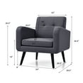 thumbnail image 4 of Topbuy Modern Upholstered Accent Chair Linen Fabric Single Sofa with Rubber Wood Legs Grey, 4 of 6