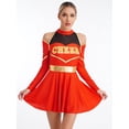 thumbnail image 3 of Zaldita Womens Youthful Schoolgirl Cheerleading Dress Cold Shoulders Cutout Back Dress Sports Uniform Red L, 3 of 7