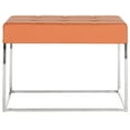 thumbnail image 3 of Safaiveh Roitfeld Modern Glam Upholstered Rectangular Ottoman, Orange/Chrome, 3 of 5