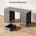 thumbnail image 2 of 47 Inch Computer Desk with 8 Fabric Drawers, Office Desk Work Desk for Home Office, Study, Gaming Desk with Drawers, Large Storage, Grey, 2 of 9