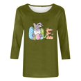 thumbnail image 4 of Xihbxyly Hauts Grande Taille pour Femmes Manches 3/4 T-shirt Imprimé pour Femmes Col Rond de Pâques T-shirt Imprimé Manches 3/4 Chandail à Col Rond Haut Chercheur de Cadeaux des Fêtes, 4 of 5