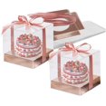 thumbnail image 1 of SINGOMON 24PCS Clear Boxes Small Gift Boxes Plastic Boxes 3 Inch Cupcake Boxes with Rose Gold Ribbon and Cupcake Insert Cup Cake Boxes Cupcake Holders Cupcake Carrier Macaron Boxes Baking Boxes, 1 of 5