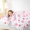 thumbnail image 3 of Manfei Teens Cartoon Bowknot Love Heart Print Bedding Comforter Set 7-Piece,Girls Spring Garden Flowers Daisy King Bedding Sets,Pink Reversible,Breathable Home Decor, 3 of 7
