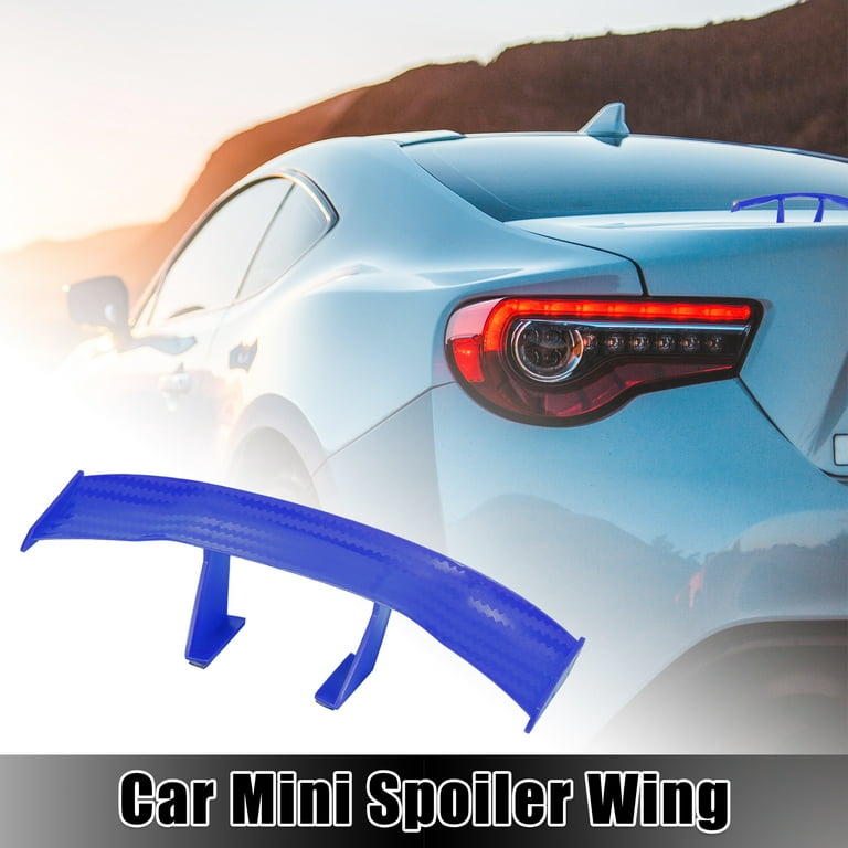 3pcs Universal Car Mini Spoiler Wing ABS Carbon Fiber Pattern Blue  6.69x1.38x1.38 