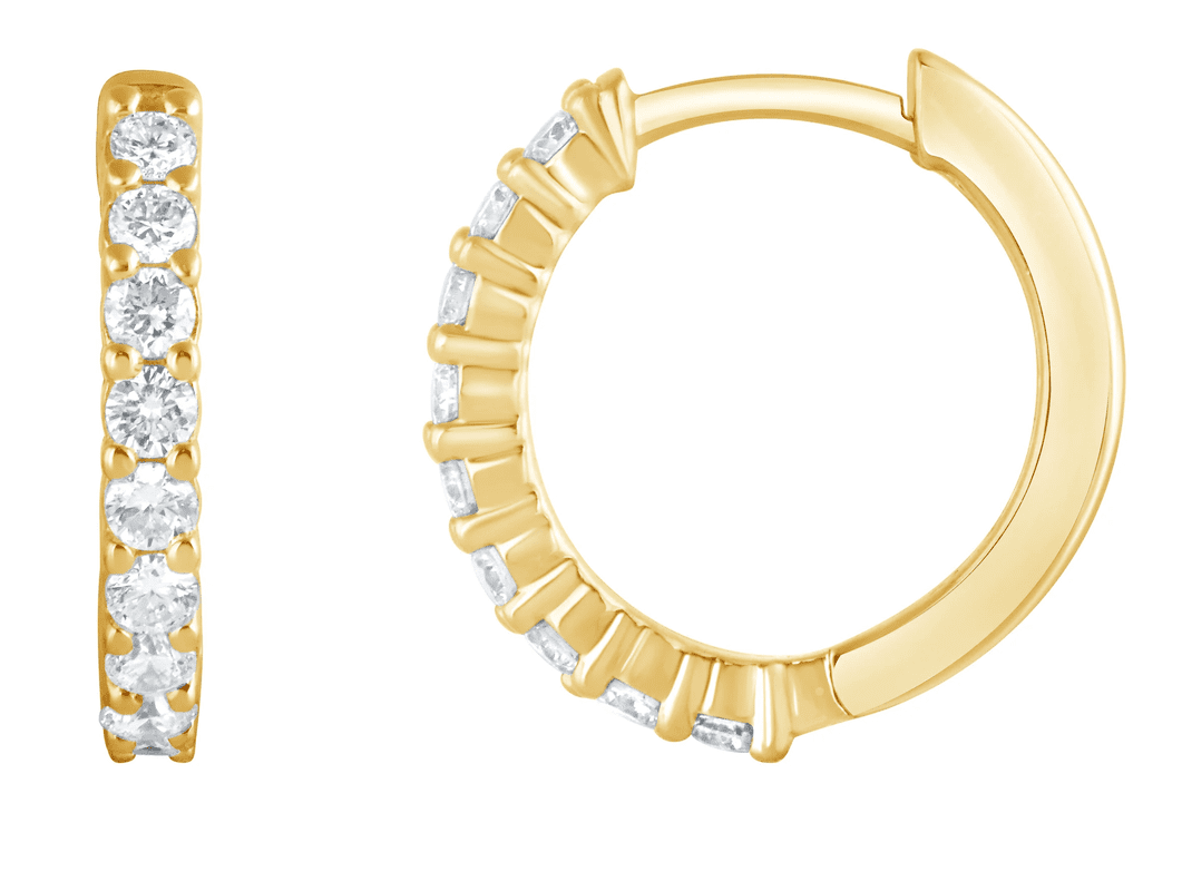 Unique Moments Women's 1/2 Ct. Round Lab Grown Diamond Huggie Earrings in Yellow Gold Plated Sterling Silver